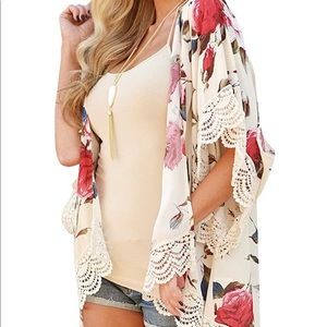 Floral Kimono Lace Hem